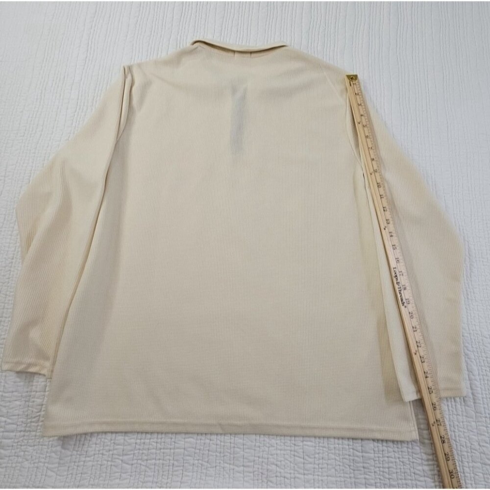 Banana Republic Waffle Knit Sweater Men's L Taupe 1/4 Zip Long Sleeve EUC LN - Picture 11 of 13